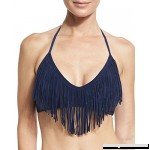 Vince Camuto Women's Halter Fringe Bikini Top,Navy,Large  B071XC6RK4